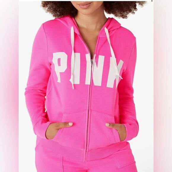 PINK by Victoria Secret Pink Full Zip Hoodie fleece  women Small - Picture 1 of 6